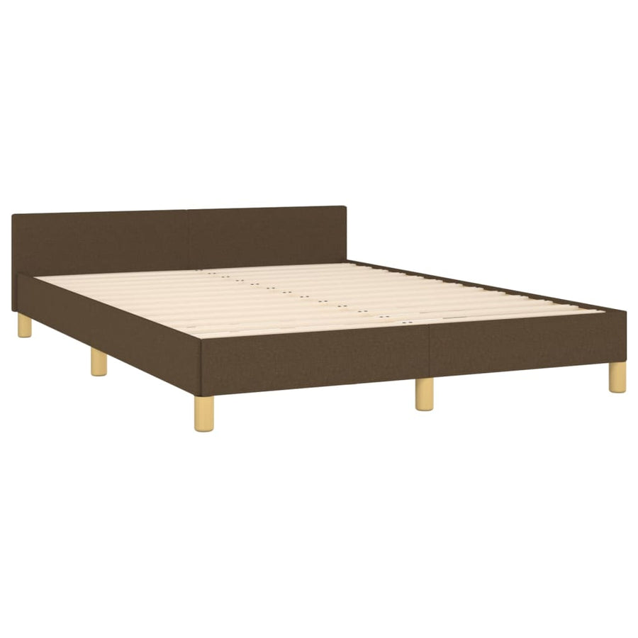 Bedframe Met Hoofdeinde Stof Donkerbruin 140 x 200 cm Effen met spijkers