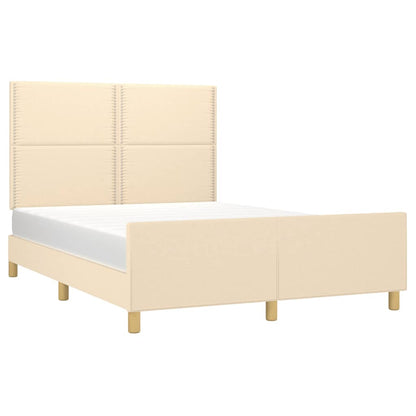 Bedframe Met Hoofdeinde Stof Kleurig Crème 140 x 200 cm Effen met spijkers