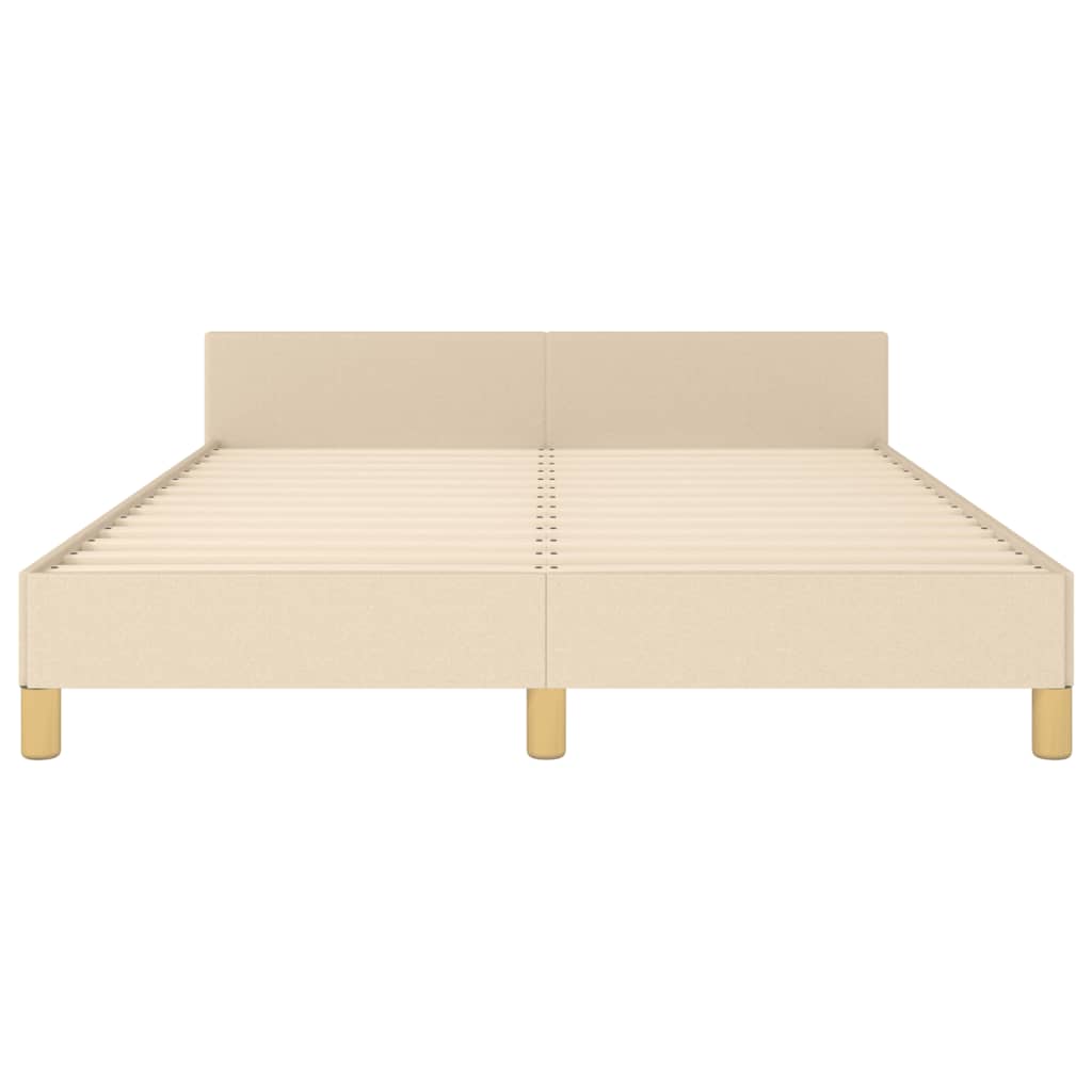 Bedframe Met Hoofdeinde Stof Kleurig Crème 140 x 200 cm Effen met spijkers