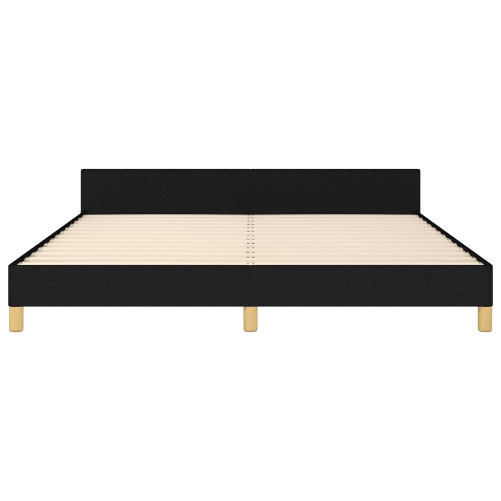 Bedframe Met Hoofdeinde Stof Zwart 160 x 200 cm Effen met spijkers