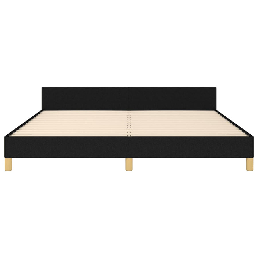 Bedframe Met Hoofdeinde Stof Zwart 160 x 200 cm Effen met spijkers