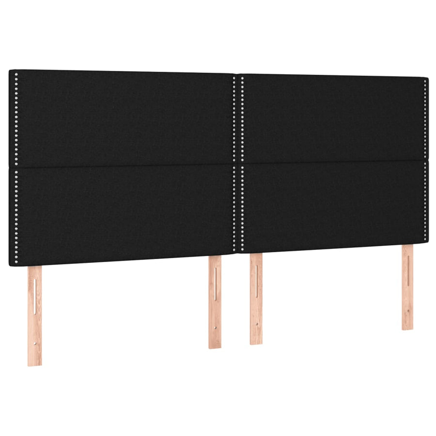 Bedframe Met Hoofdeinde Stof Zwart 160 x 200 cm Effen met spijkers