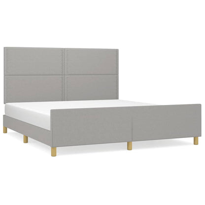 Bedframe met hoofdeinde stof lichtgrijs 180x200 cm 180 x 200 cm Effen met spijkers