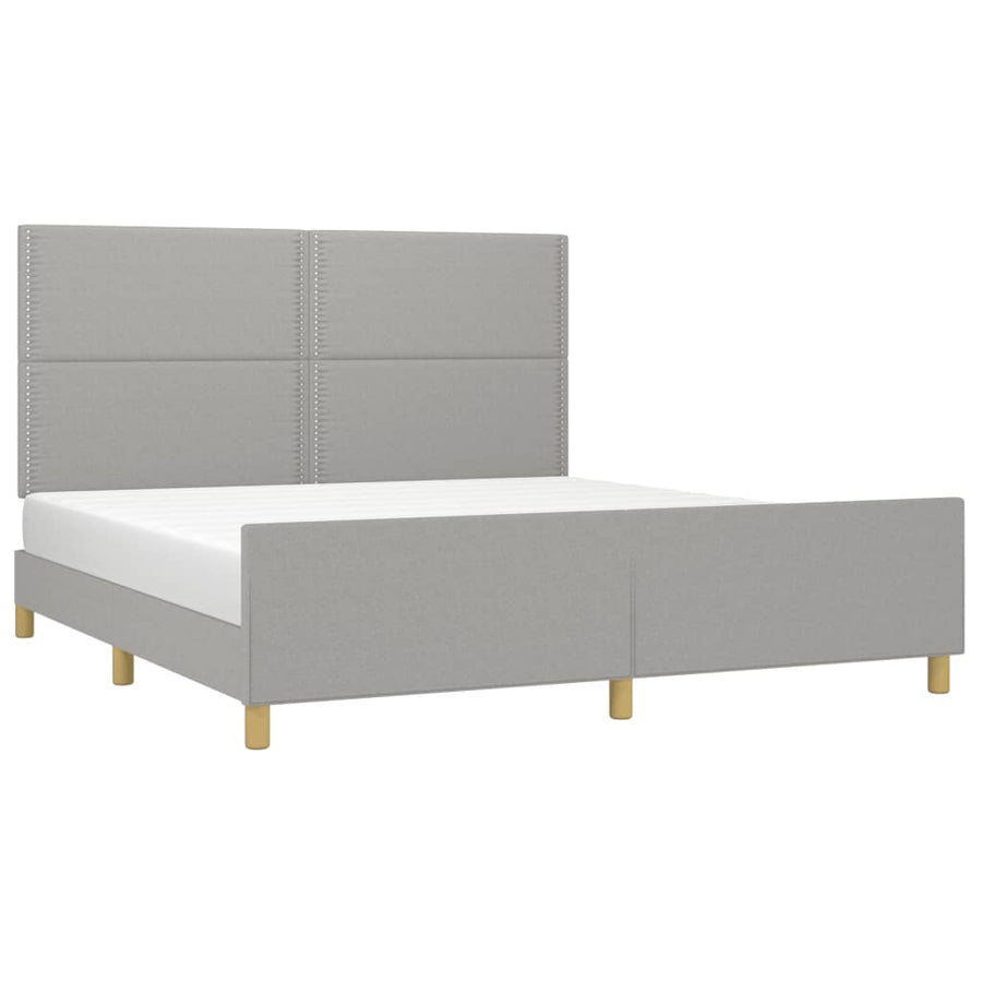 Bedframe met hoofdeinde stof lichtgrijs 180x200 cm 180 x 200 cm Effen met spijkers
