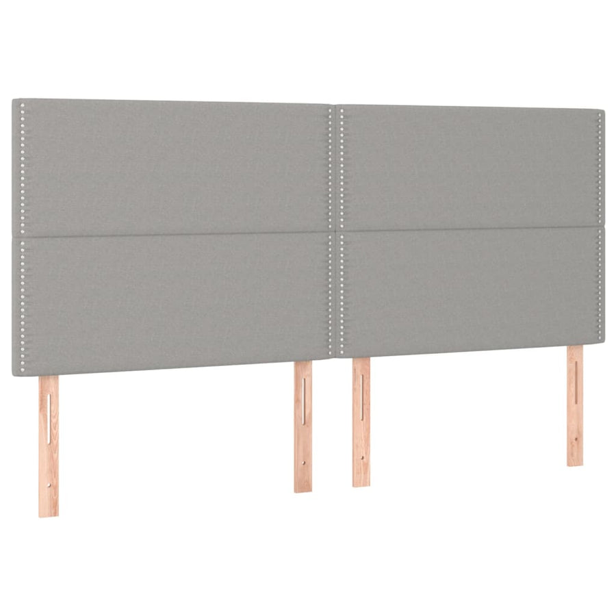 Bedframe met hoofdeinde stof lichtgrijs 180x200 cm 180 x 200 cm Effen met spijkers