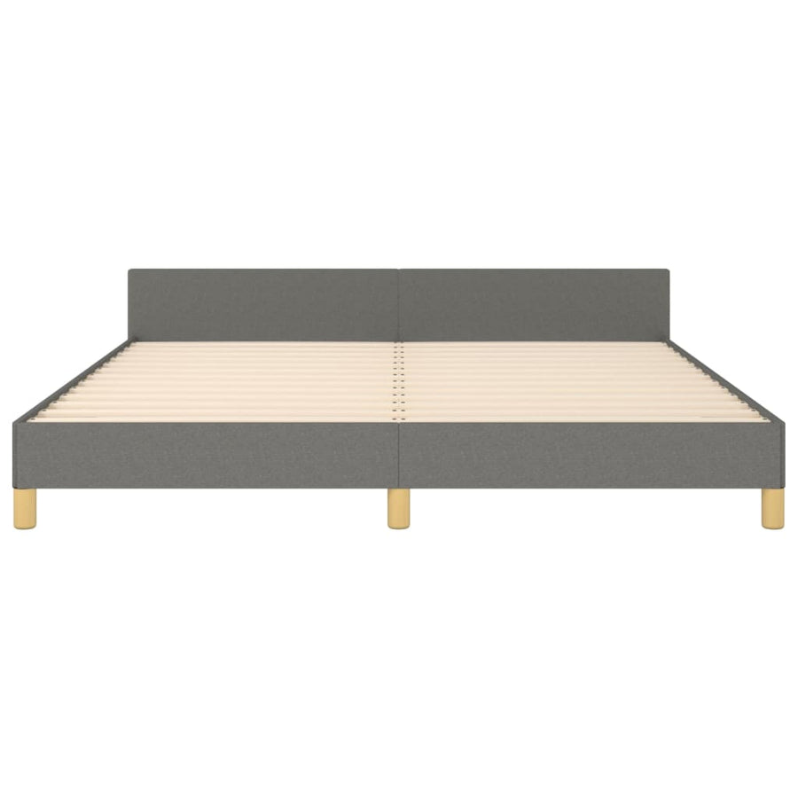 Bedframe Met Hoofdeinde Stof Donkergrijs 180 x 200 cm Effen met spijkers