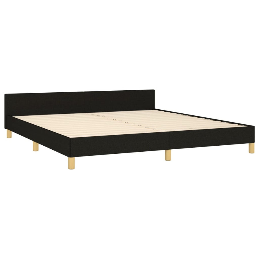 Bedframe Met Hoofdeinde Stof Zwart 180 x 200 cm Effen met spijkers