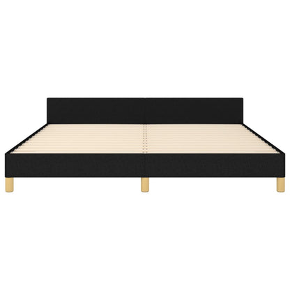 Bedframe Met Hoofdeinde Stof Zwart 180 x 200 cm Effen met spijkers