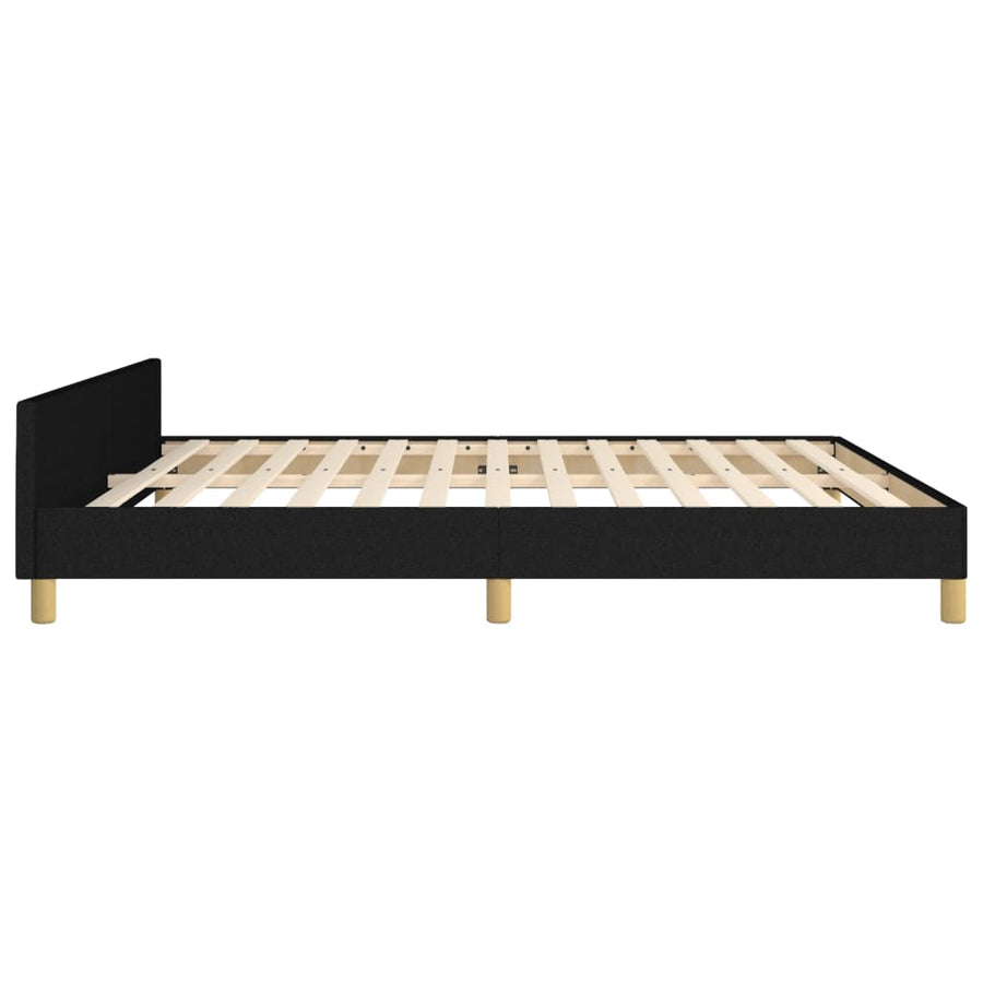 Bedframe Met Hoofdeinde Stof Zwart 180 x 200 cm Effen met spijkers