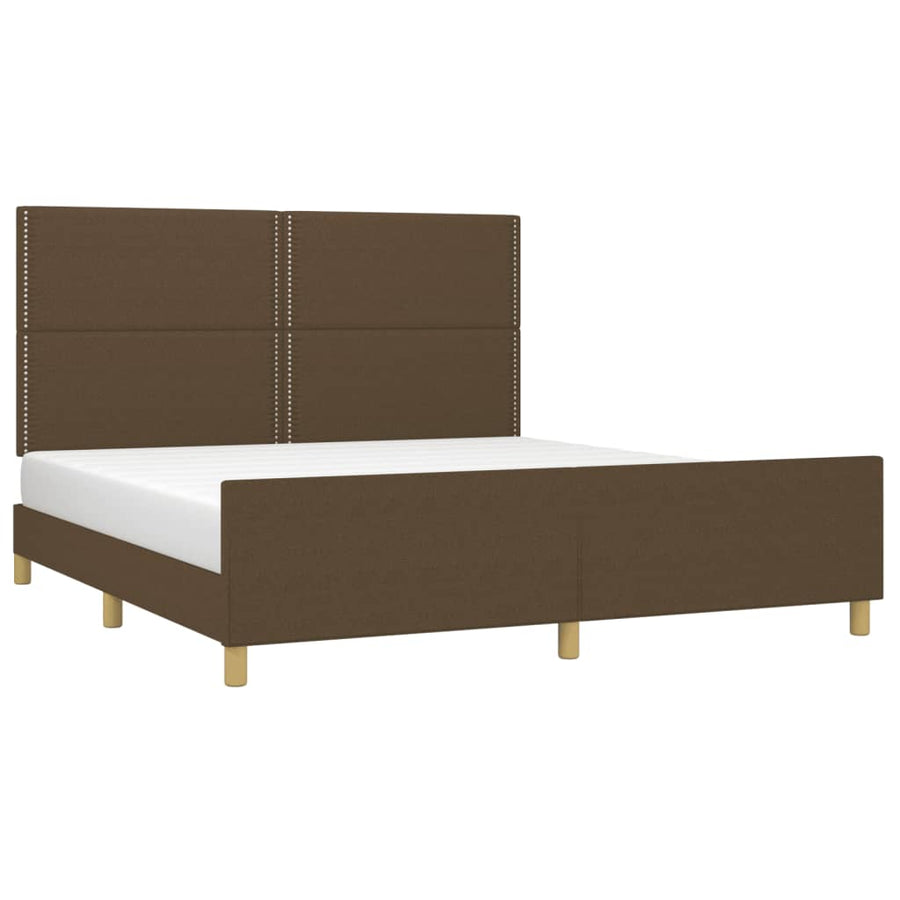 Bedframe Met Hoofdeinde Stof Donkerbruin 180 x 200 cm Effen met spijkers