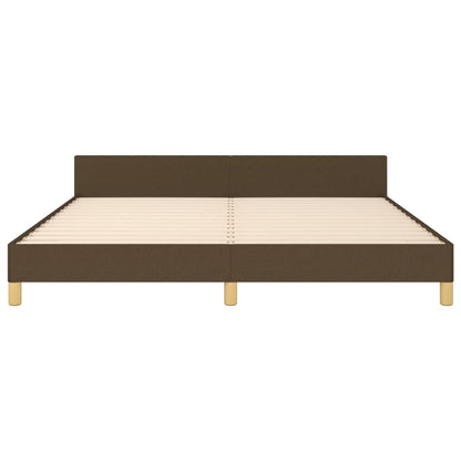 Bedframe Met Hoofdeinde Stof Donkerbruin 180 x 200 cm Effen met spijkers