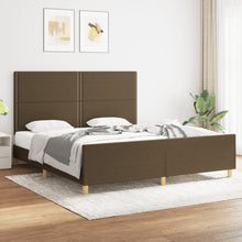 Bedframe Met Hoofdeinde Stof Donkerbruin 180 x 200 cm Effen met spijkers