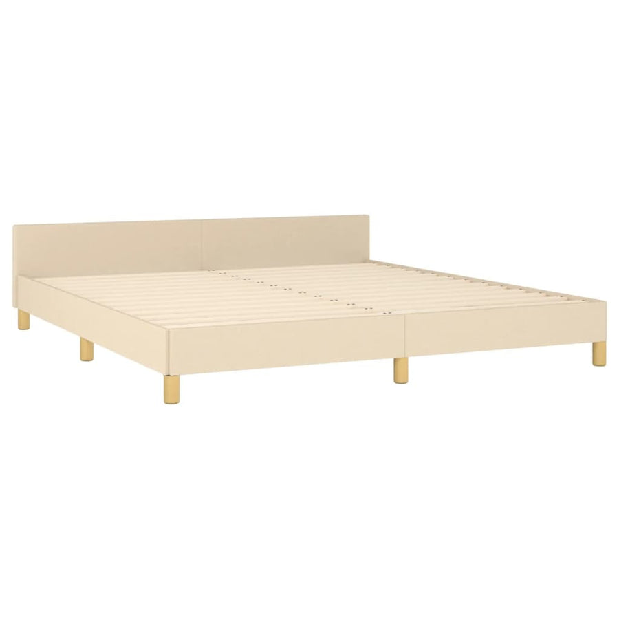 Bedframe Met Hoofdeinde Stof Kleurig Crème 180 x 200 cm Effen met spijkers