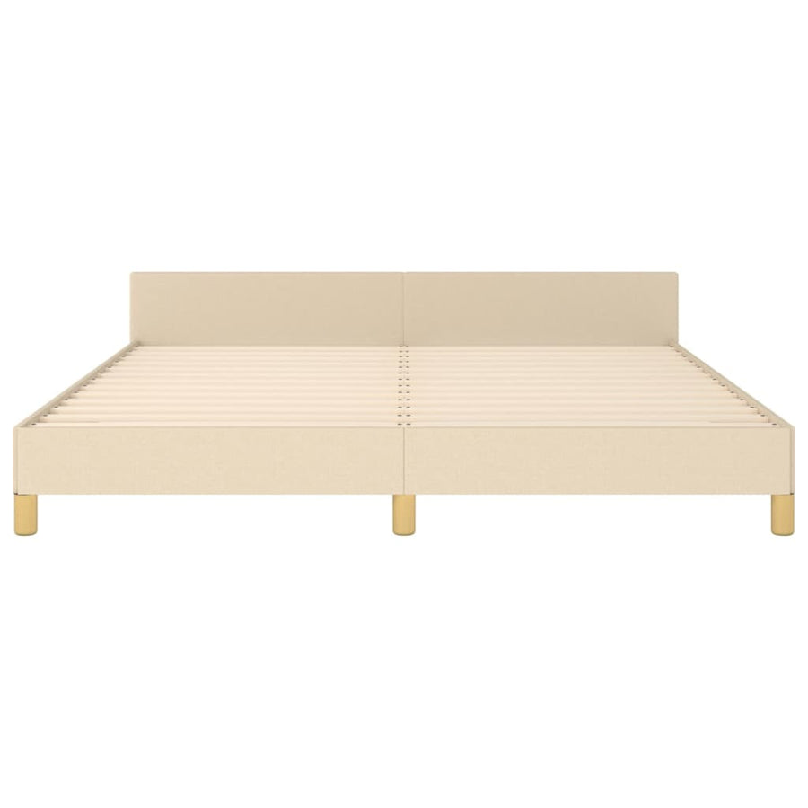 Bedframe Met Hoofdeinde Stof Kleurig Crème 180 x 200 cm Effen met spijkers
