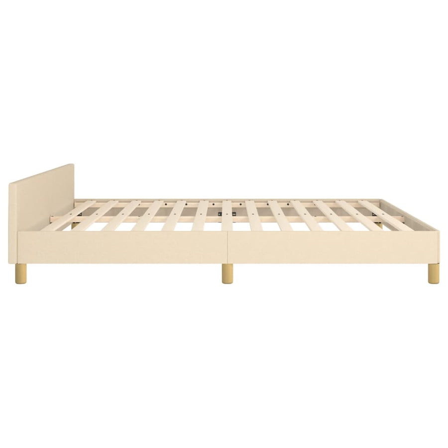 Bedframe Met Hoofdeinde Stof Kleurig Crème 180 x 200 cm Effen met spijkers