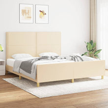 Bedframe Met Hoofdeinde Stof Kleurig Crème 180 x 200 cm Effen met spijkers