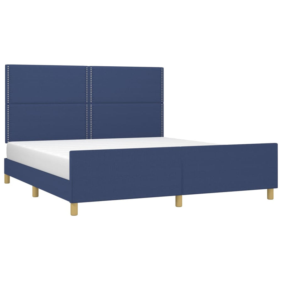 Bedframe Met Hoofdeinde Stof Blauw 180 x 200 cm Effen met spijkers