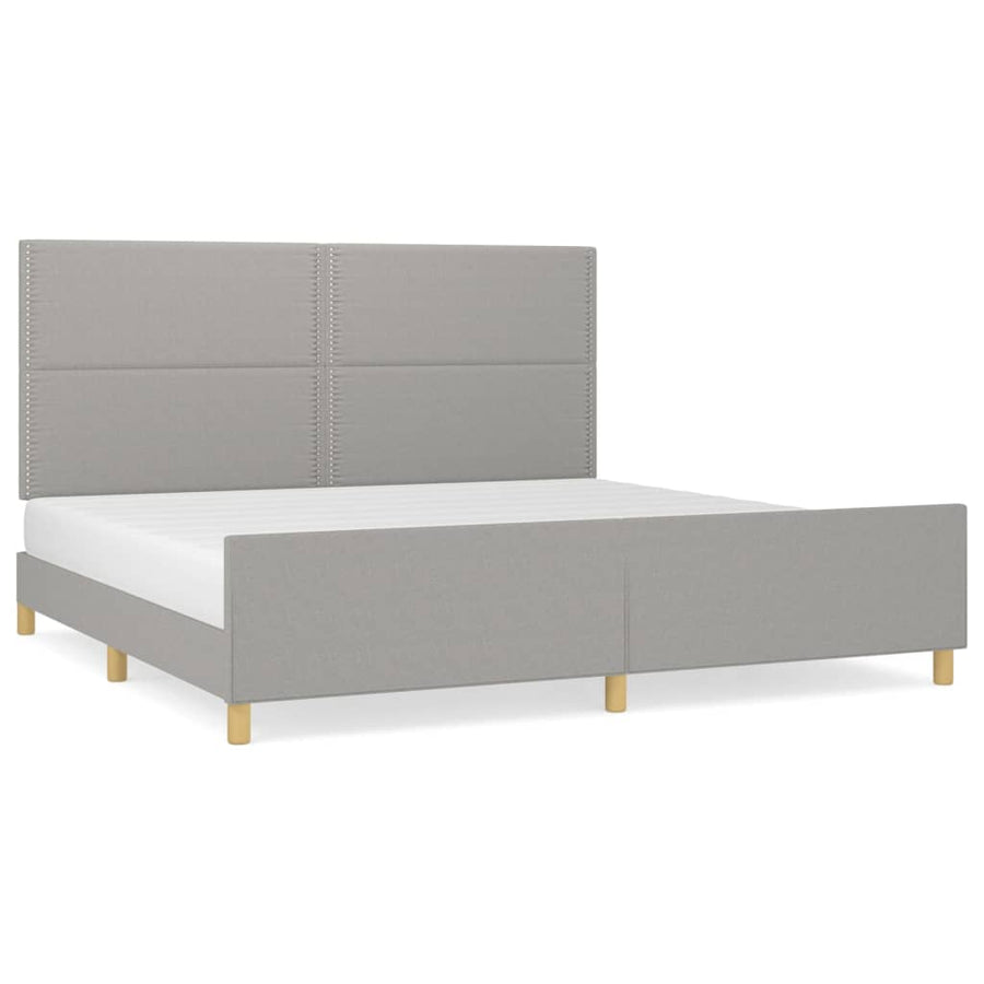 Bedframe met hoofdeinde stof lichtgrijs 200x200 cm 200 x 200 cm Lichtgrijs