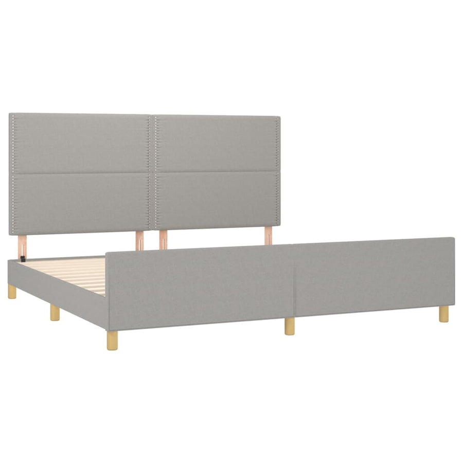 Bedframe met hoofdeinde stof lichtgrijs 200x200 cm 200 x 200 cm Lichtgrijs