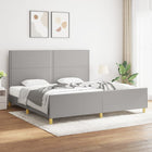 Bedframe met hoofdeinde stof lichtgrijs 200x200 cm 200 x 200 cm Lichtgrijs