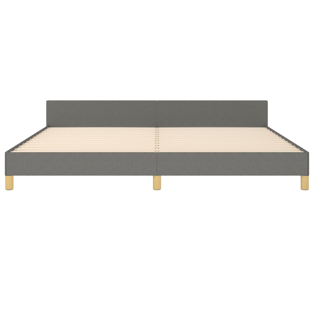 Bedframe Met Hoofdeinde Stof Donkergrijs 200 x 200 cm Effen met spijkers