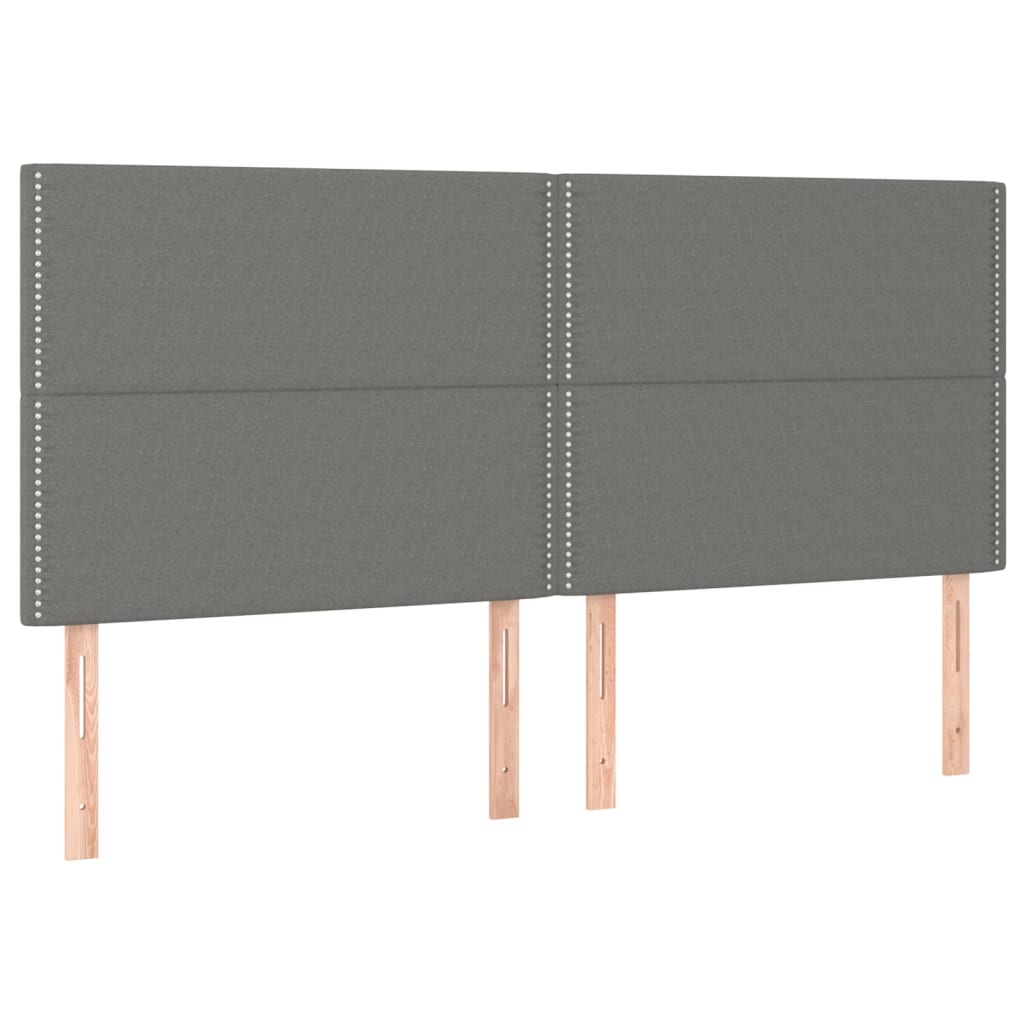 Bedframe Met Hoofdeinde Stof Donkergrijs 200 x 200 cm Effen met spijkers