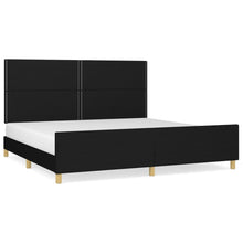 Bedframe Met Hoofdeinde Stof Zwart 200 x 200 cm Effen met spijkers