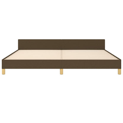 Bedframe Met Hoofdeinde Stof Donkerbruin 200 x 200 cm Effen met spijkers