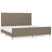 Bedframe met hoofdeinde stof taupe 200x200 cm 200 x 200 cm Effen met spijkers