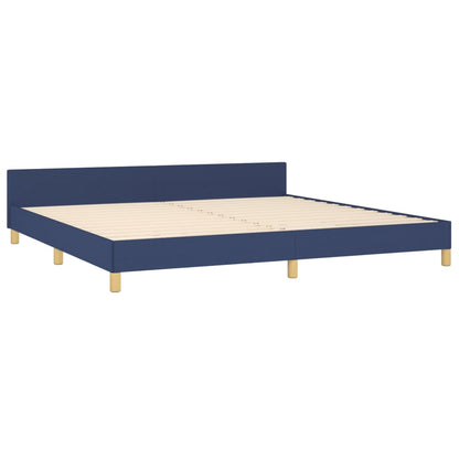 Bedframe Met Hoofdeinde Stof Blauw 200 x 200 cm Effen met spijkers