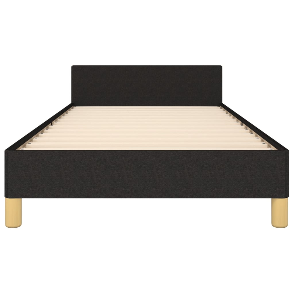 Bedframe Met Hoofdbord Stof Zwart 80 x 200 cm Blok met vierkanten