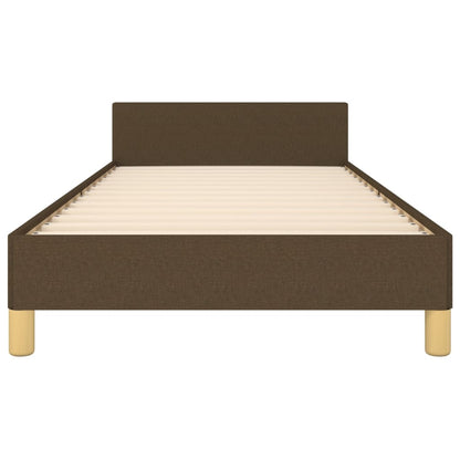 Bedframe Met Hoofdeinde Stof Donkerbruin 80 x 200 cm Blok met vierkanten