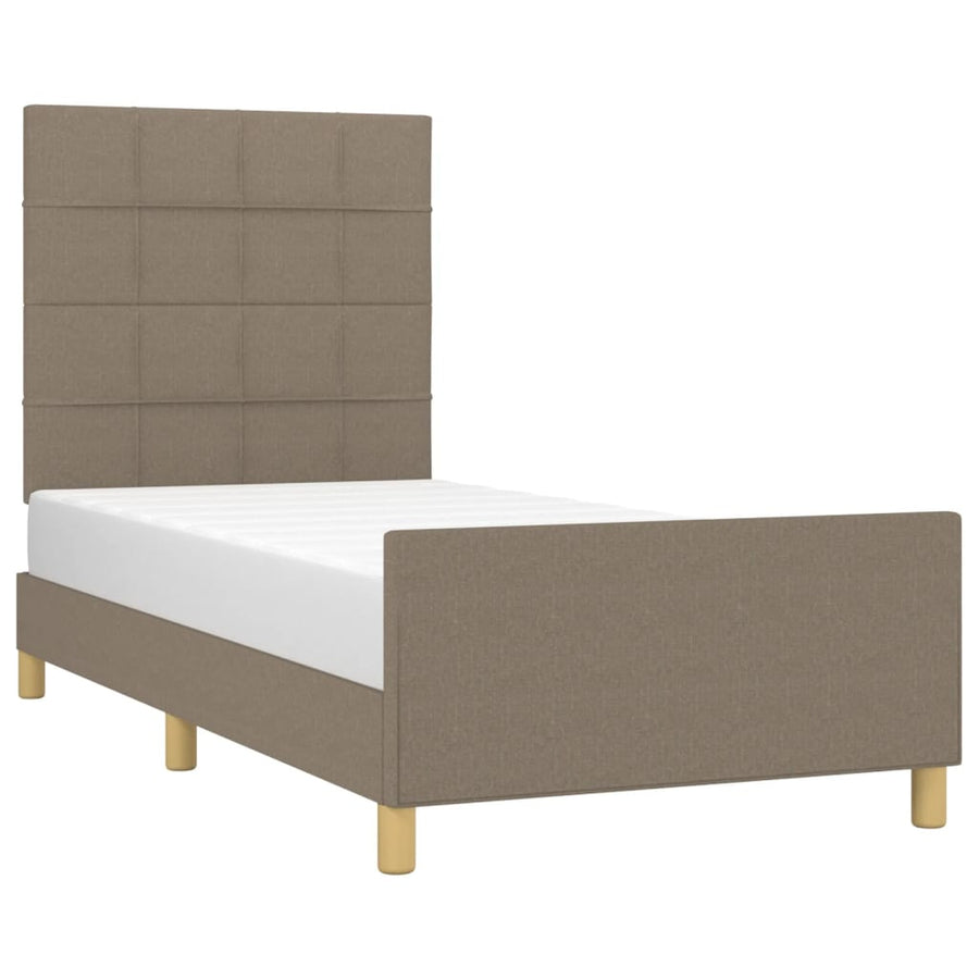 Bedframe met hoofdeinde stof taupe 80x200 cm 80 x 200 cm Blok met vierkanten