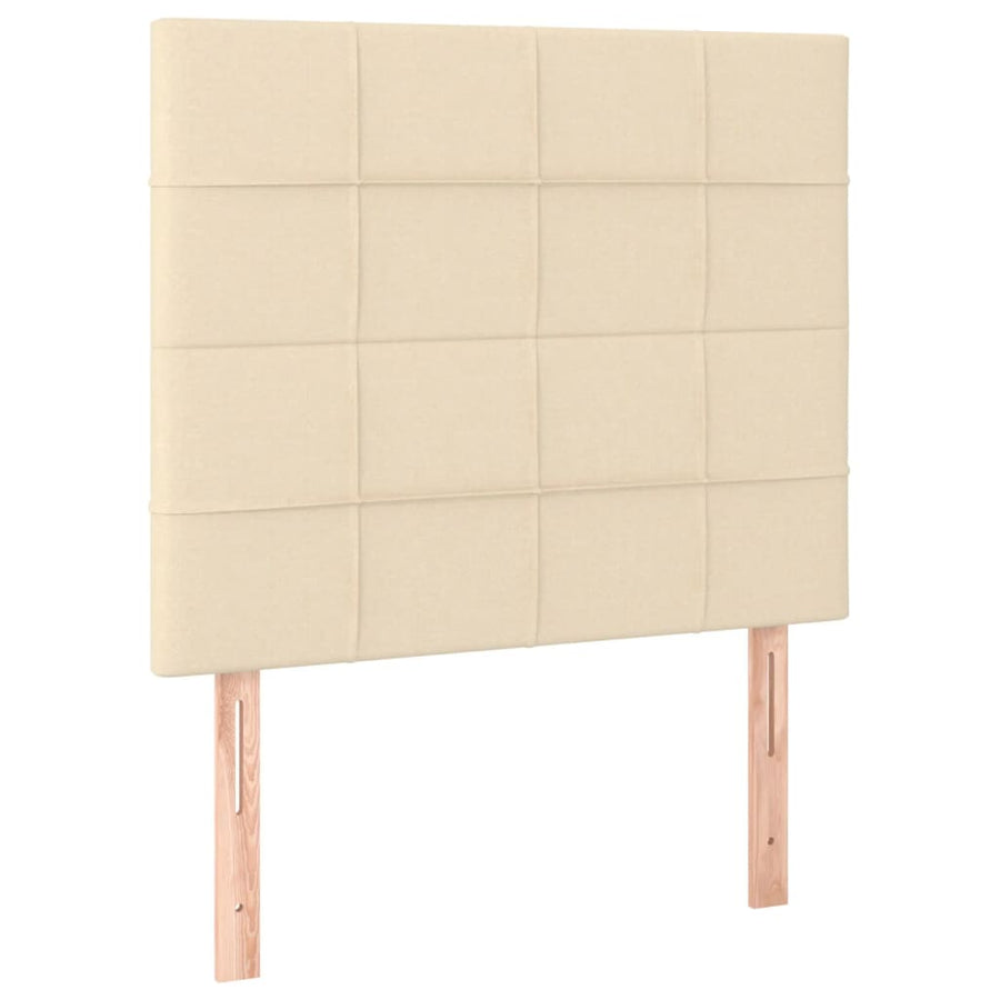 Bedframe Met Hoofdeinde Stof Kleurig Crème 80 x 200 cm Blok met vierkanten
