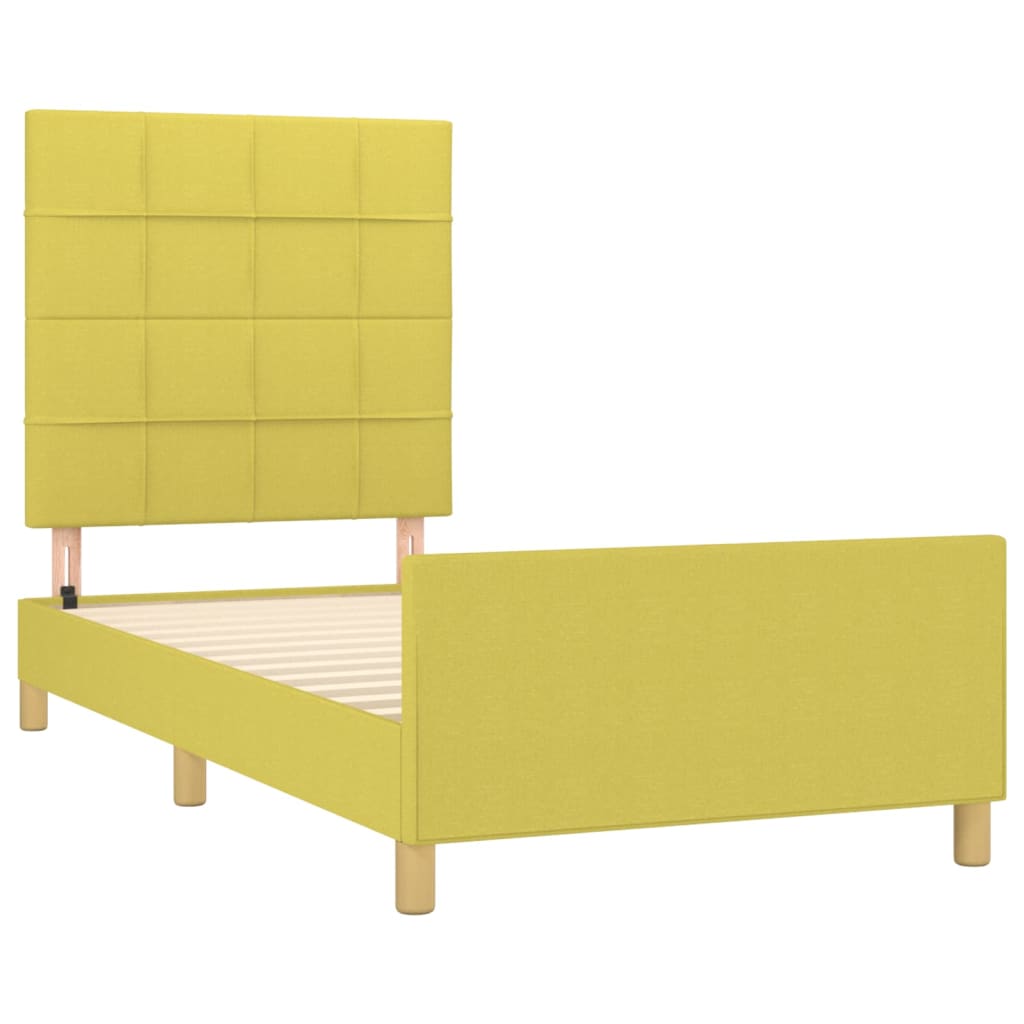 Bedframe Met Hoofdbord Stof Groen 80X200 Cm 80 x 200 cm Blok met vierkanten