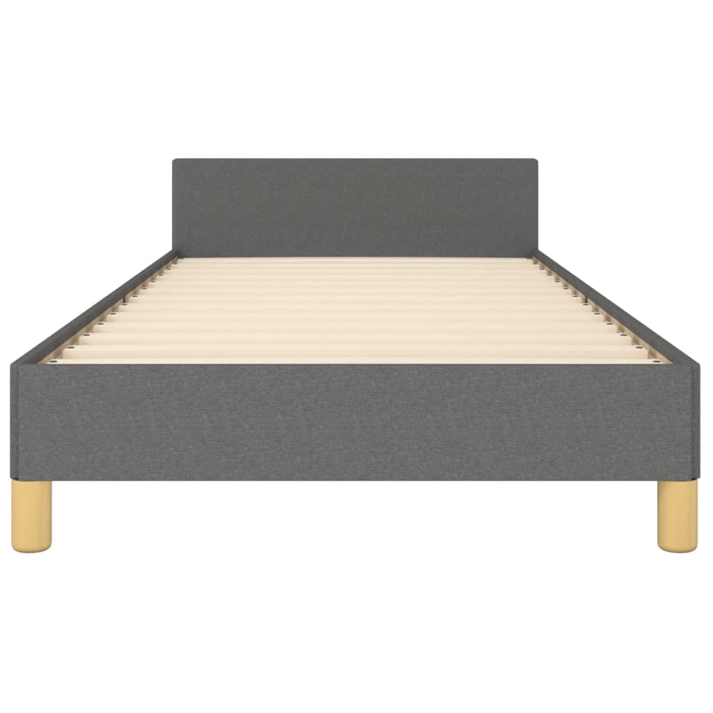 Bedframe Met Hoofdeinde Stof Donkergrijs 90 x 190 cm Blok met vierkanten