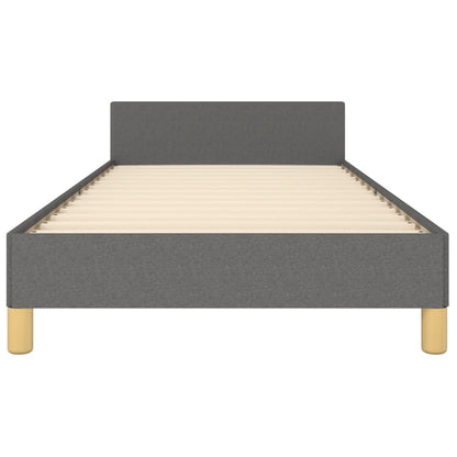 Bedframe Met Hoofdeinde Stof Donkergrijs 90 x 190 cm Blok met vierkanten