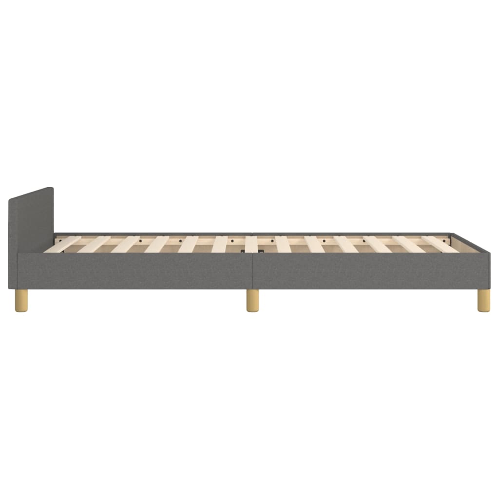 Bedframe Met Hoofdeinde Stof Donkergrijs 90 x 190 cm Blok met vierkanten