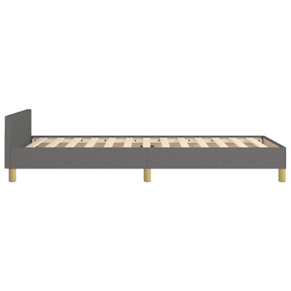 Bedframe Met Hoofdeinde Stof Donkergrijs 90 x 190 cm Blok met vierkanten