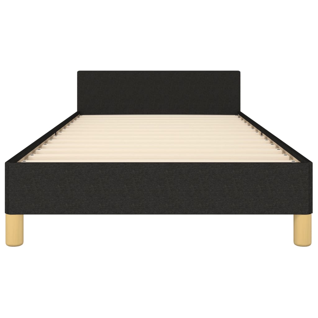 Bedframe Met Hoofdeinde Stof Zwart 90 x 190 cm Blok met vierkanten