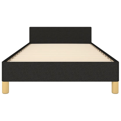 Bedframe Met Hoofdeinde Stof Zwart 90 x 190 cm Blok met vierkanten