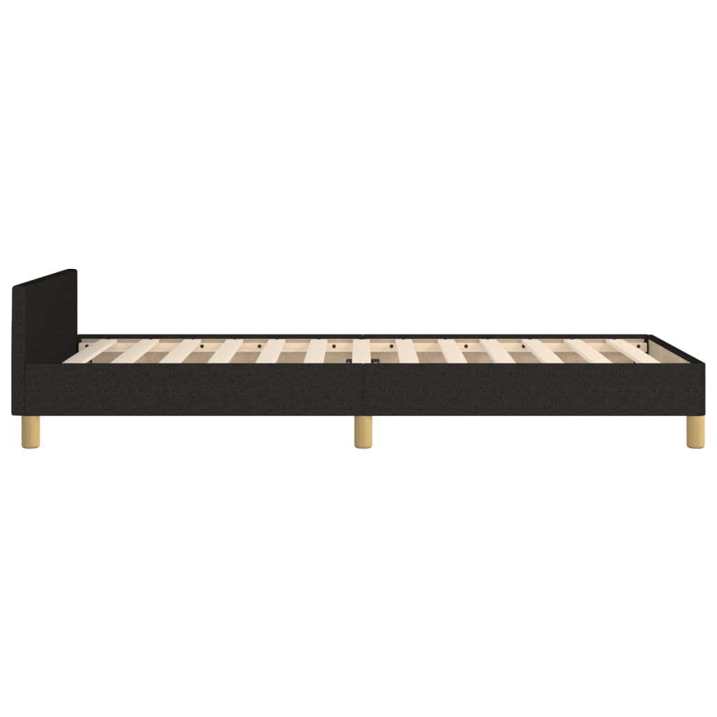 Bedframe Met Hoofdeinde Stof Zwart 90 x 190 cm Blok met vierkanten
