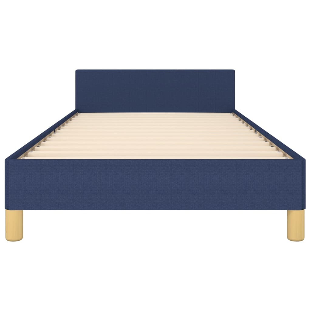 Bedframe Met Hoofdeinde Stof Blauw 90 x 190 cm Blok met vierkanten