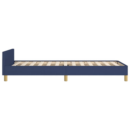 Bedframe Met Hoofdeinde Stof Blauw 90 x 190 cm Blok met vierkanten