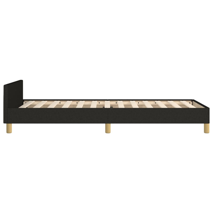 Bedframe Met Hoofdeinde Stof Zwart 90 x 200 cm Blok met vierkanten