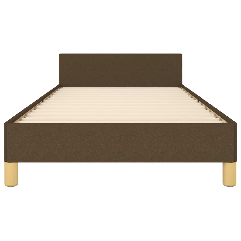 Bedframe Met Hoofdeinde Stof Donkerbruin 90 x 200 cm Blok met vierkanten