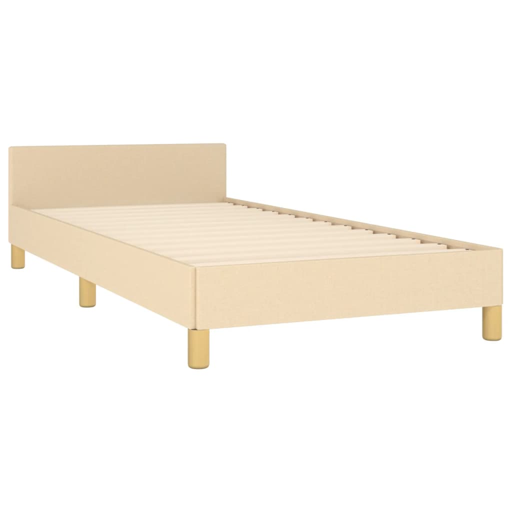 Bedframe Met Hoofdeinde Stof Kleurig Crème 90 x 200 cm Blok met vierkanten