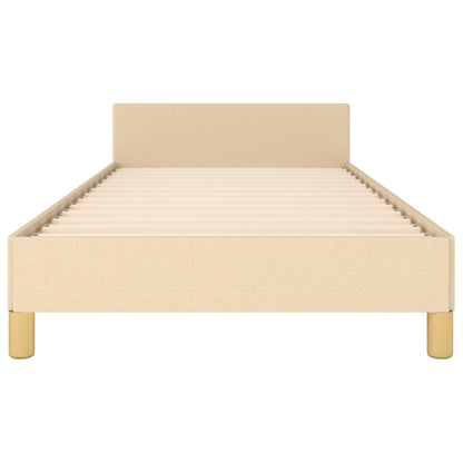 Bedframe Met Hoofdeinde Stof Kleurig Crème 90 x 200 cm Blok met vierkanten