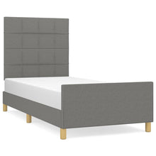 Bedframe Met Hoofdeinde Stof Donkergrijs 100 x 200 cm Blok met vierkanten