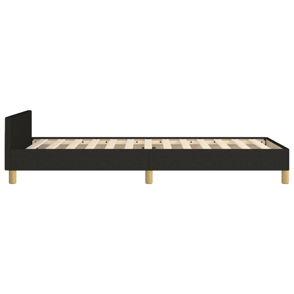 Bedframe Met Hoofdeinde Stof Zwart 100 x 200 cm Blok met vierkanten